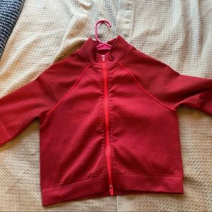 Fabletics red large women’s crop jacket. L